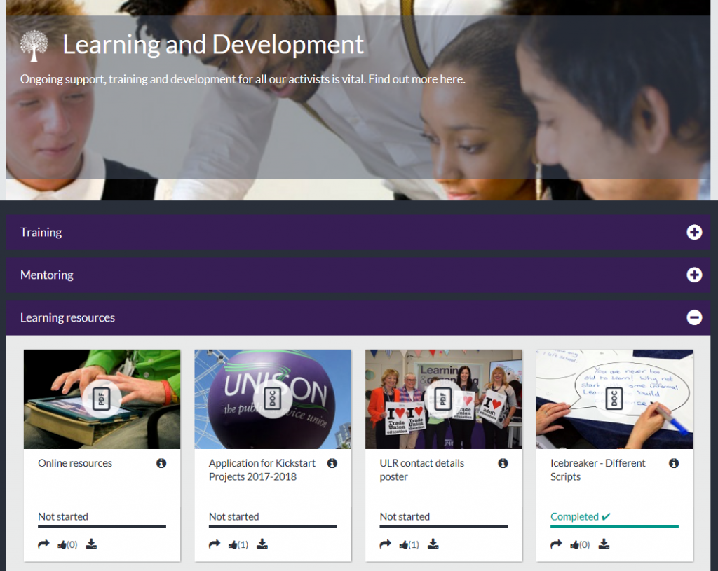 Organising Space learning and development tile
